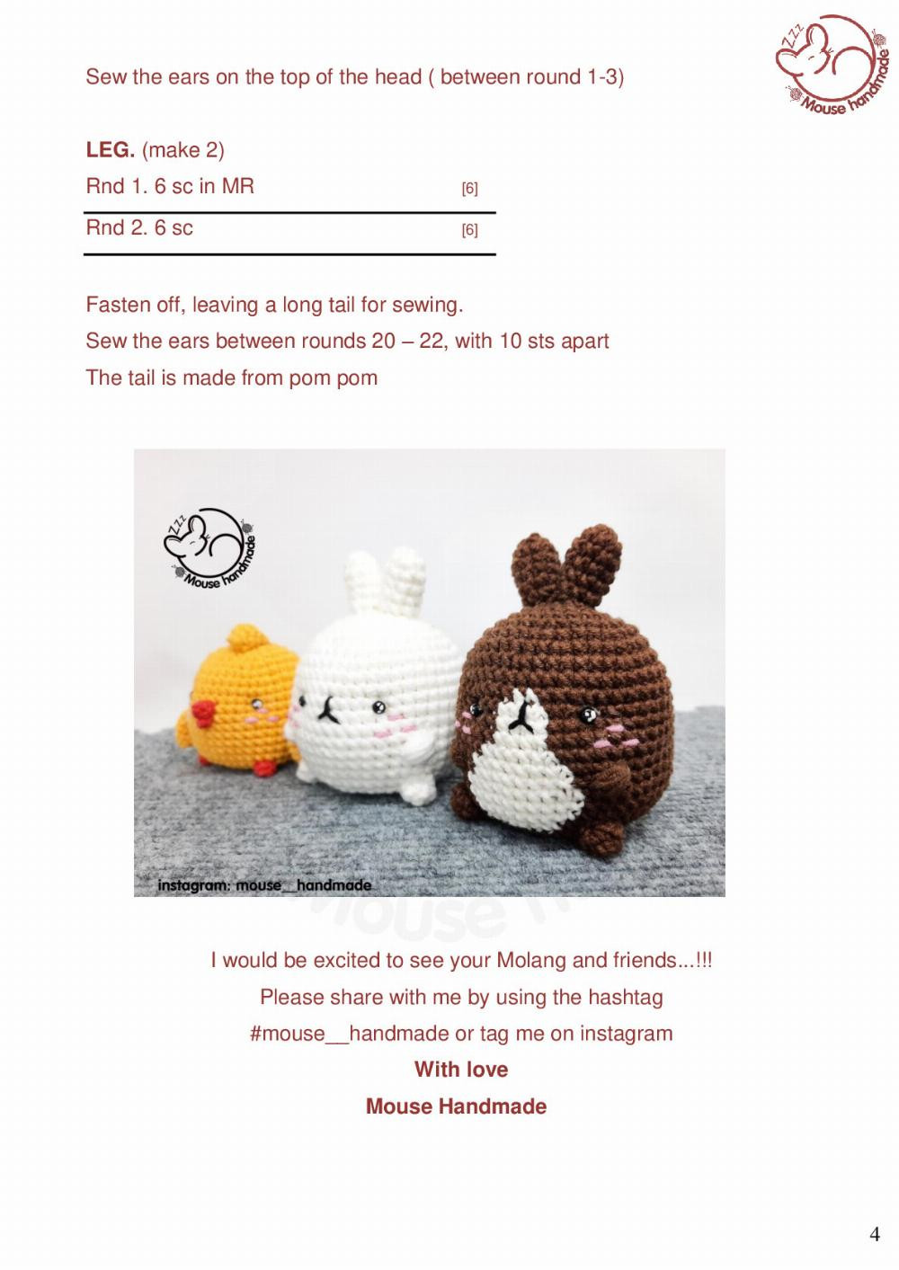 brown molang crochet pattern