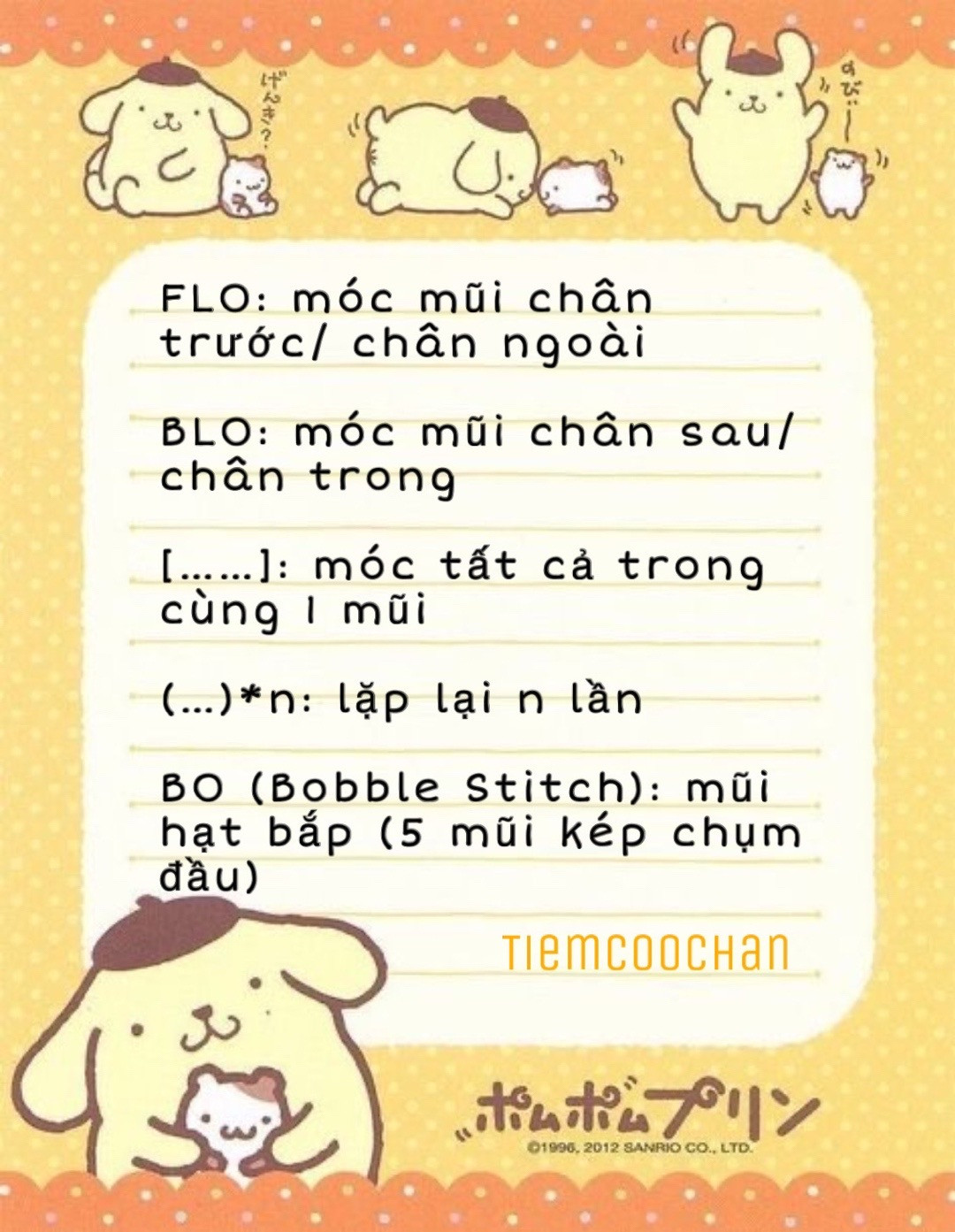 các ký hiệu cơ bản trong đọc chart crochet