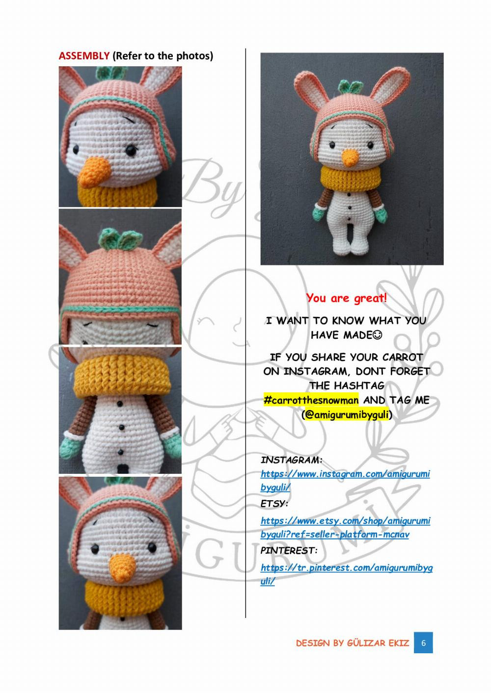 CARROT THE SNOWMAN PATTERN