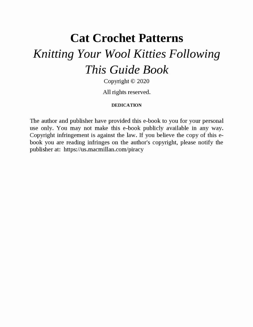 Cat Crochet Patterns Knitting