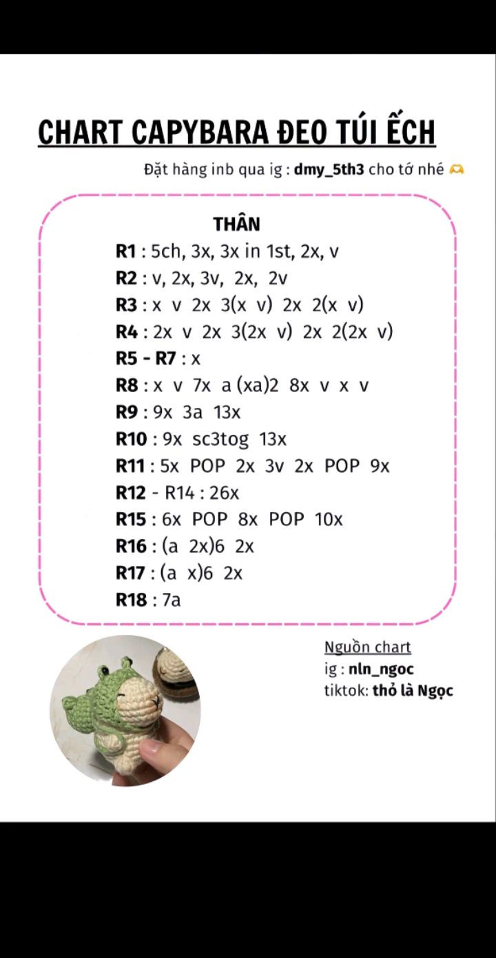 Chart capybara đeo túi ếch