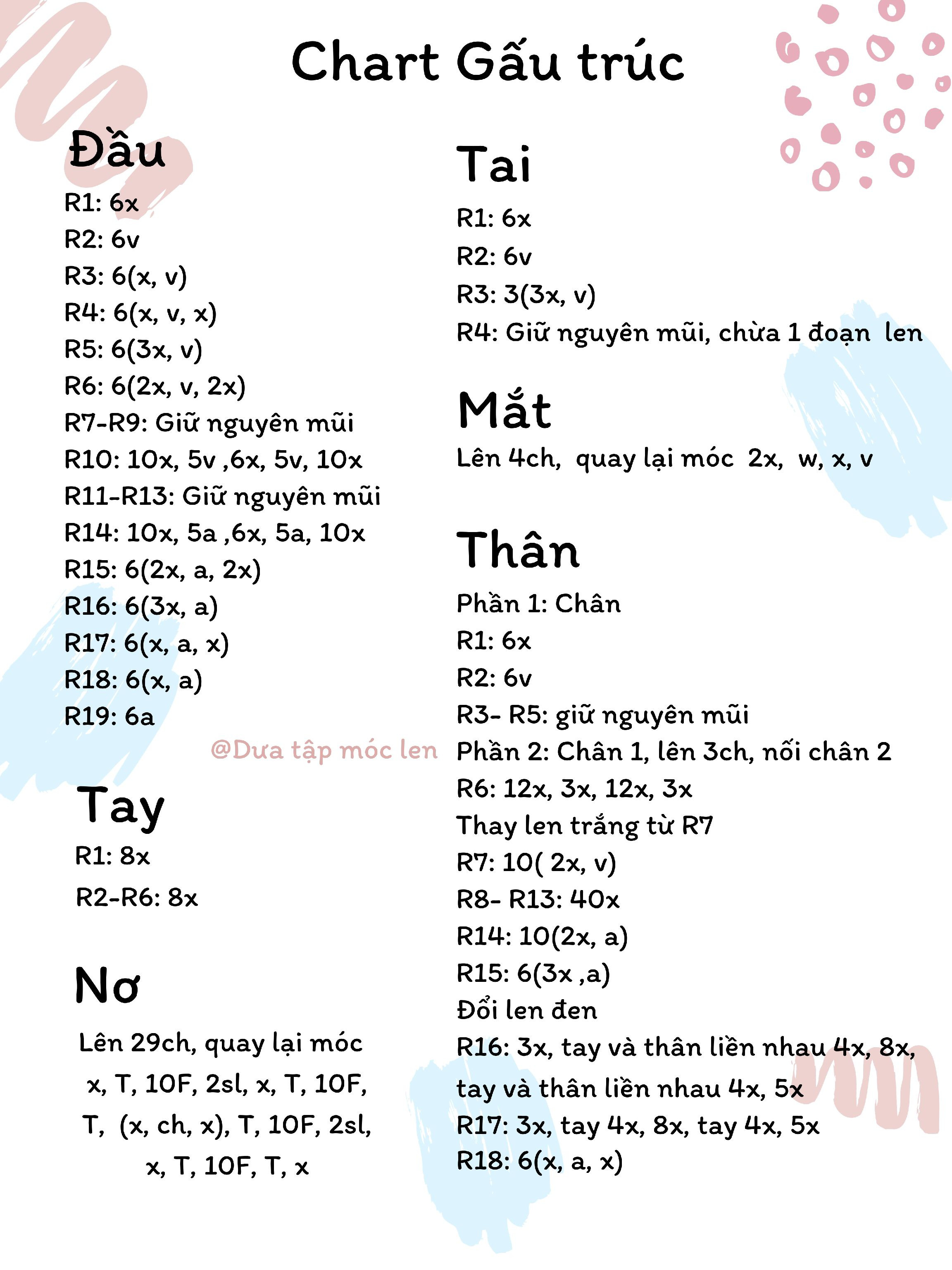 Chart gấu trúc buộc nơ đỏ