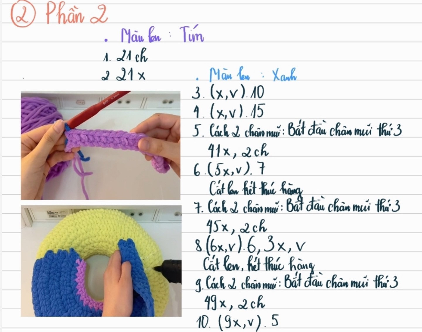 chart hướng dẫn móc  alien donut