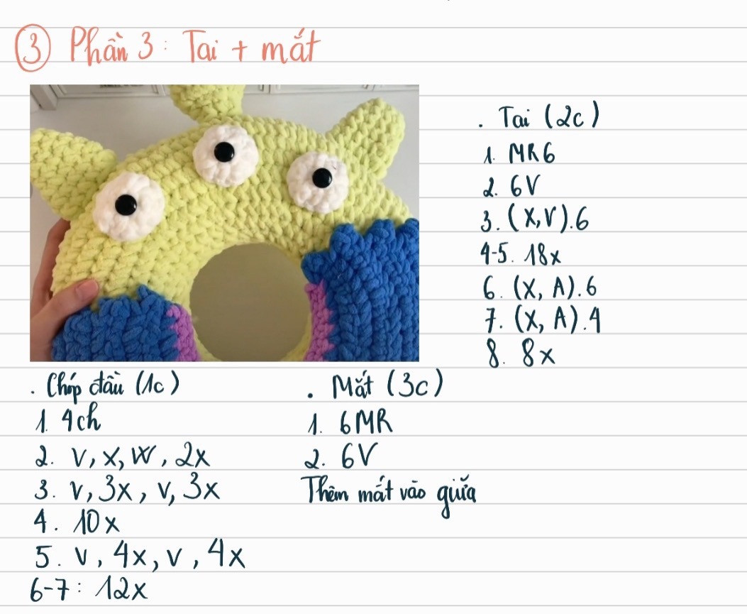 chart hướng dẫn móc  alien donut