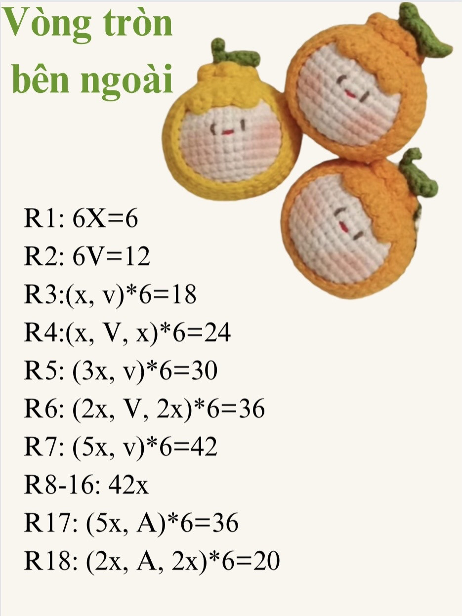 Chart hướng dẫn móc bé cam siêu đáng yêu