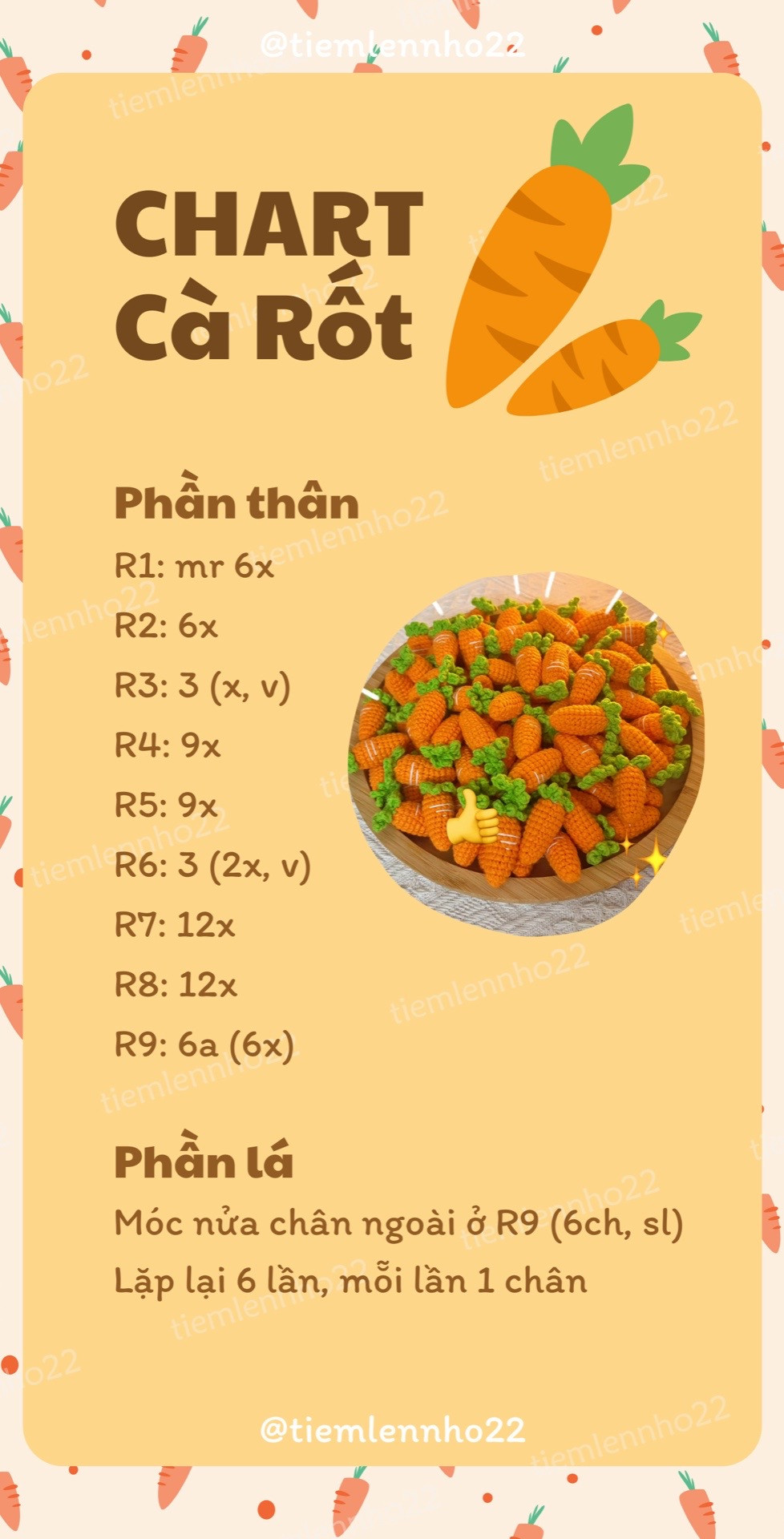 Chart Hướng dẫn móc cà rốt