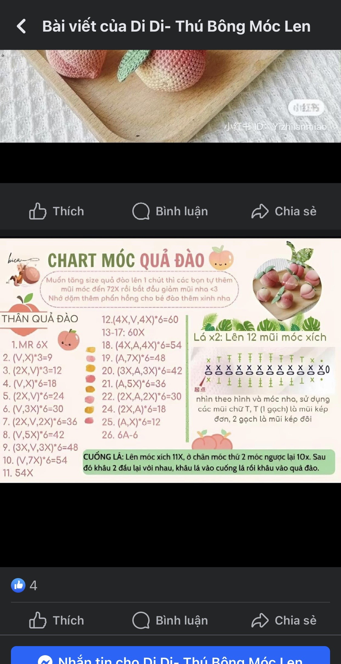 Chart hướng dẫn móc cây quất