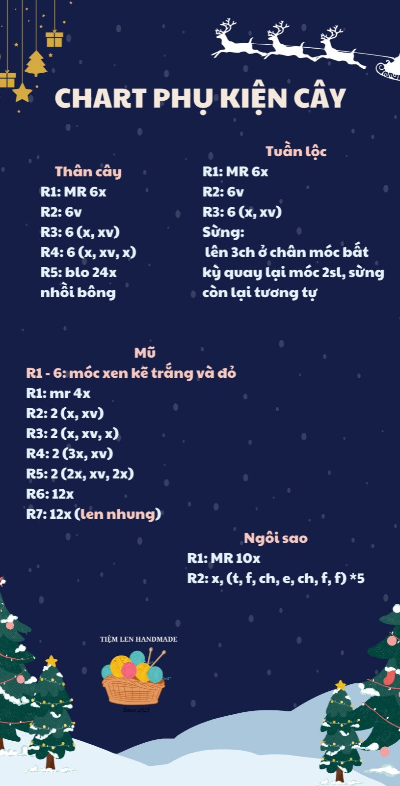 chart hướng dẫn móc cây thông noel