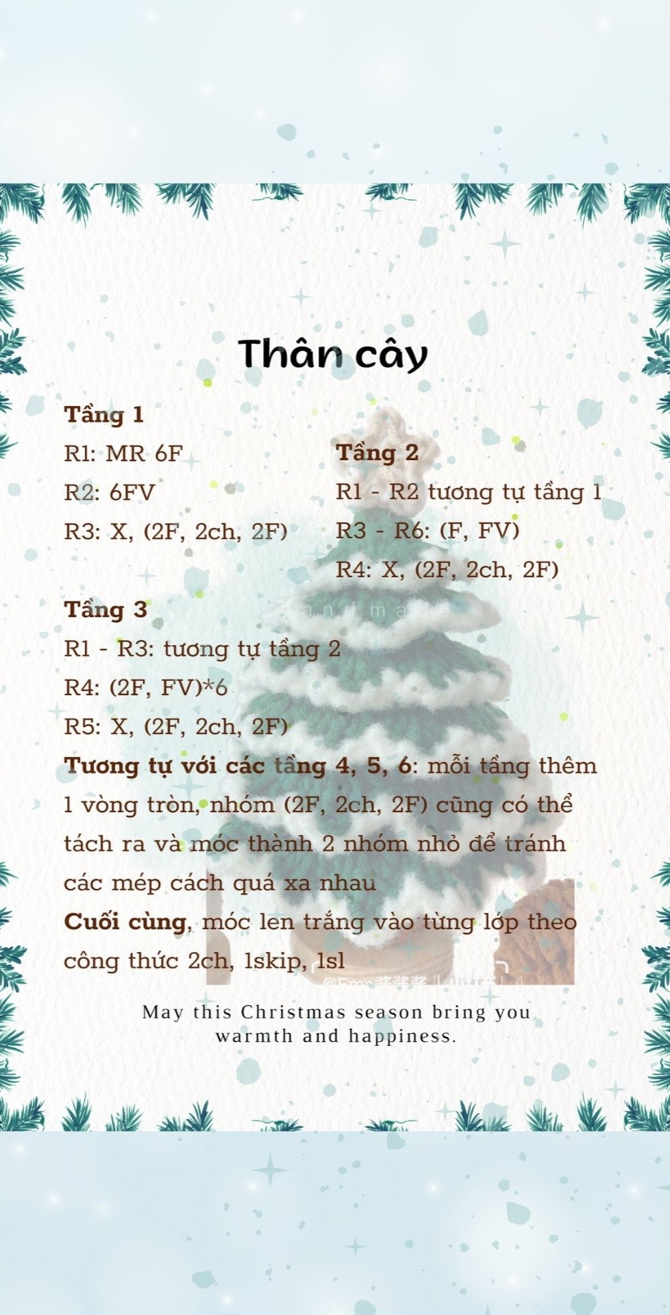 chart hướng dẫn móc len Móc cây thông noel