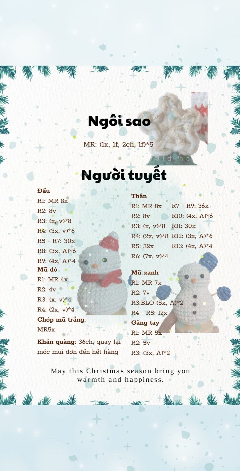 chart hướng dẫn móc len Móc cây thông noel