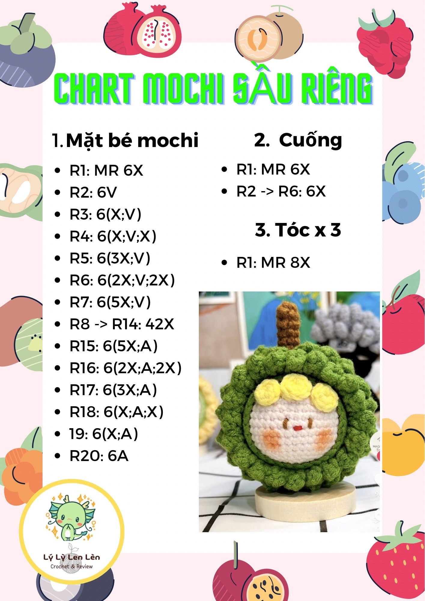 chart hướng dẫn móc mochi sầu riêng