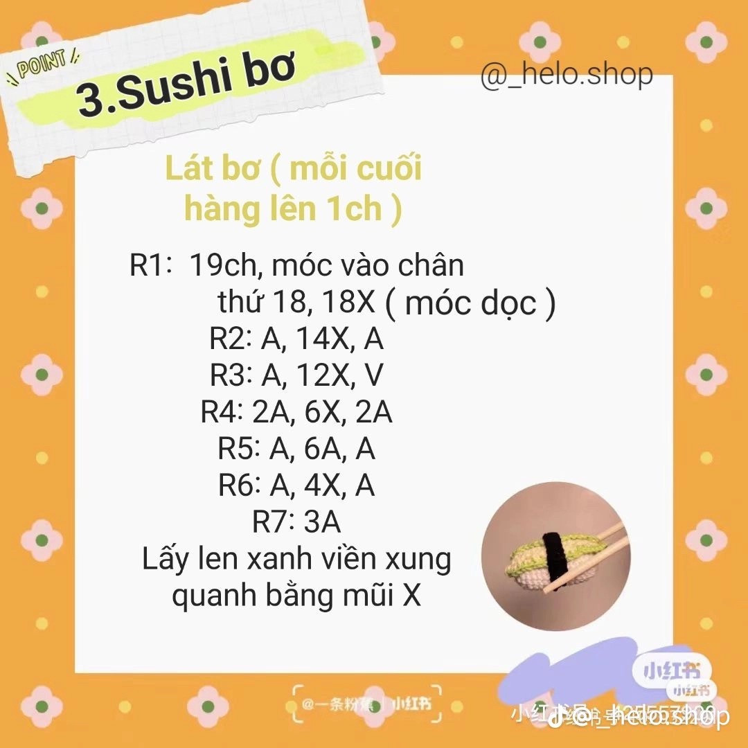 chart hướng dẫn móc sushi