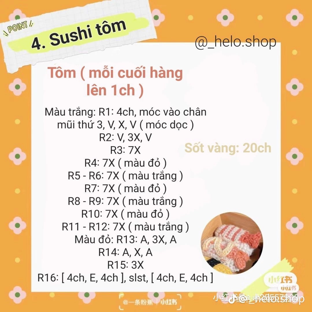 chart hướng dẫn móc sushi