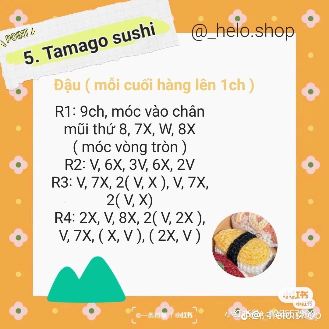 chart hướng dẫn móc sushi