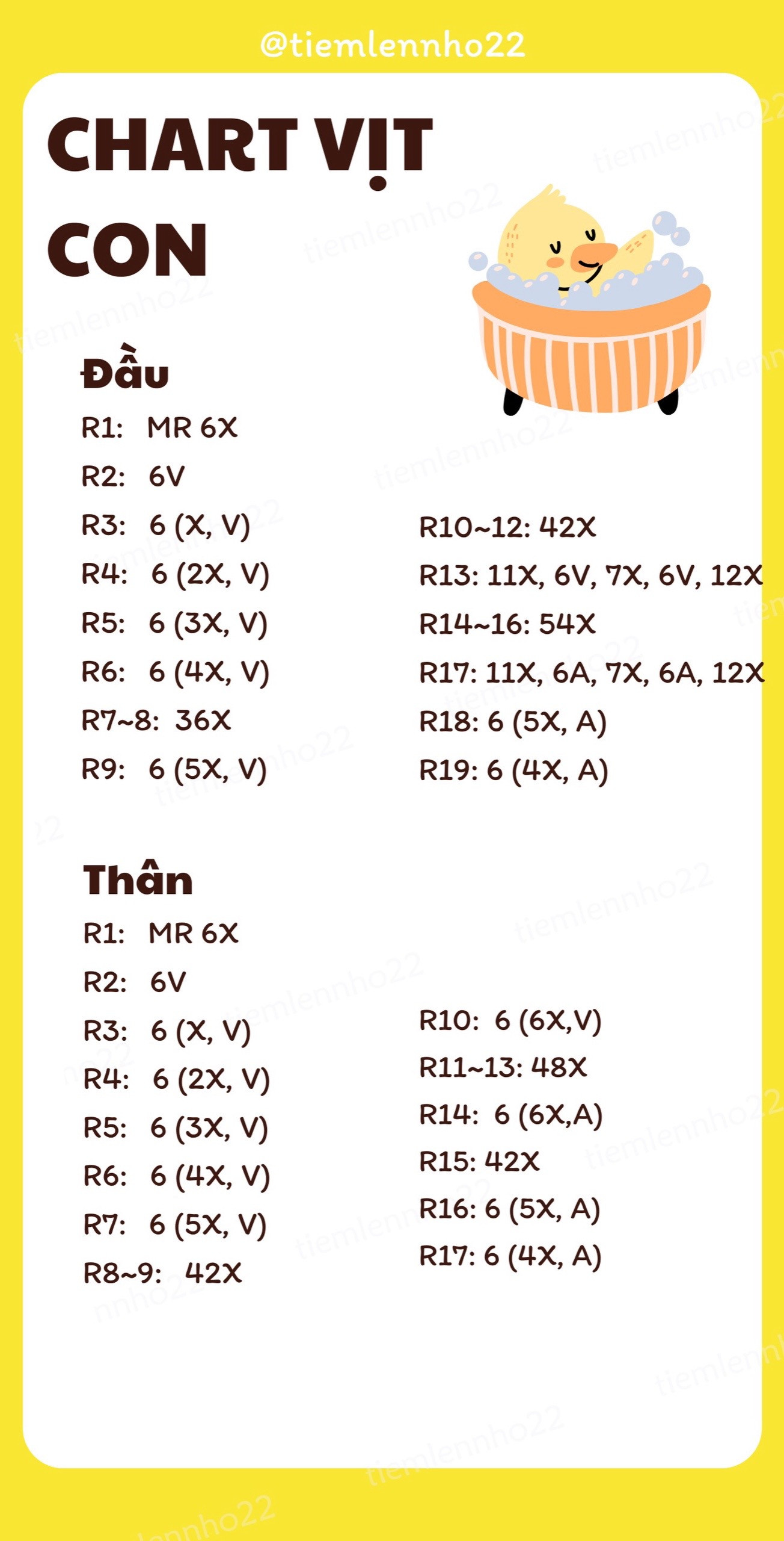 Chart hướng dẫn móc vịt con