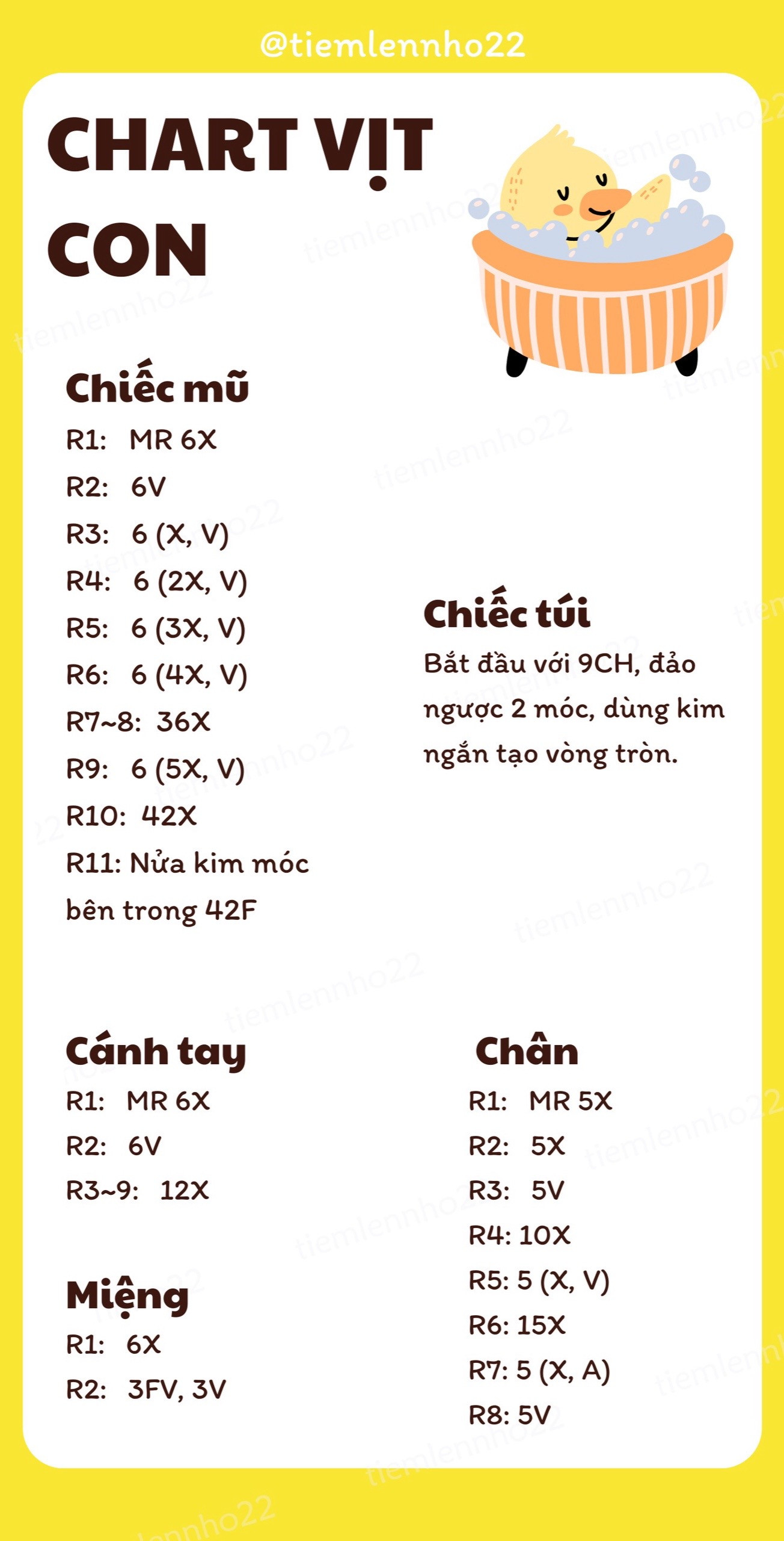 Chart hướng dẫn móc vịt con