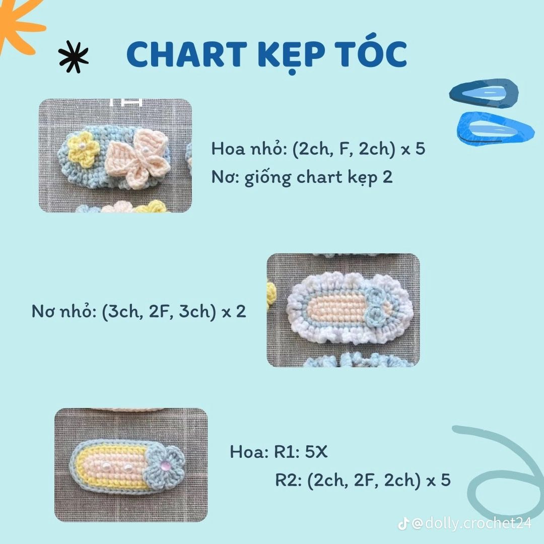 chart kẹp tóc hoa và nơ