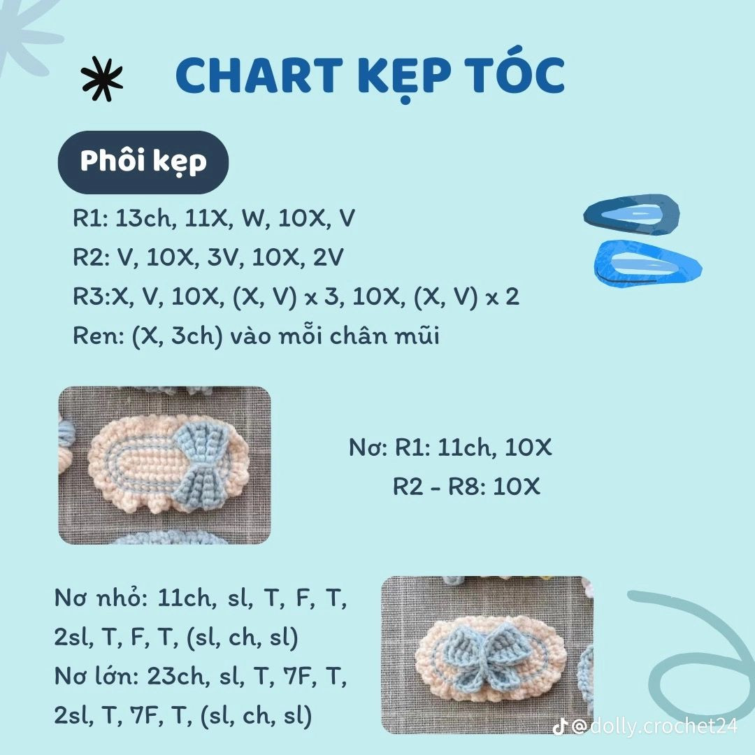 chart kẹp tóc hoa và nơ