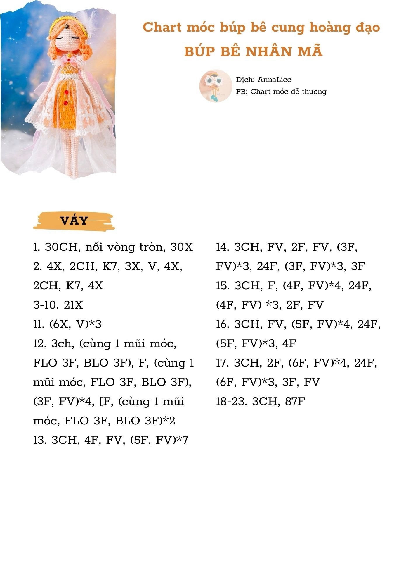 chart móc búp bê cung hoàng đạo búp bê nhân mã.