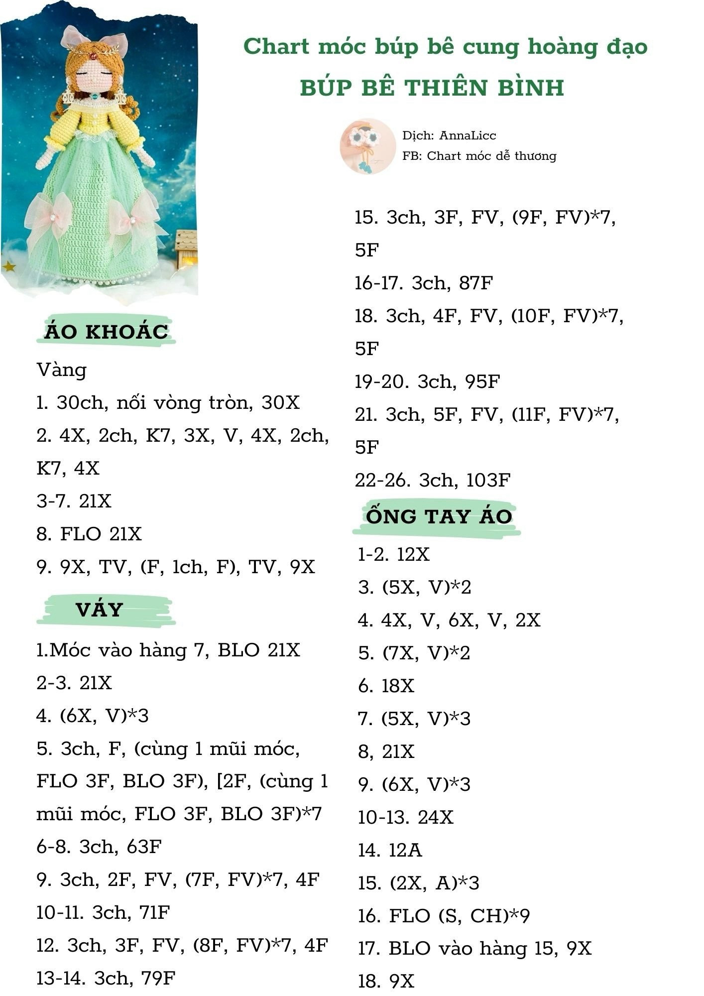 chart móc búp bê cung hoàng đạo, búp bê thiên bình.