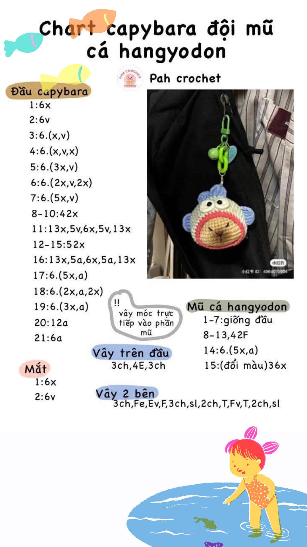 Chart móc capybara đội mũ cá hangyodon