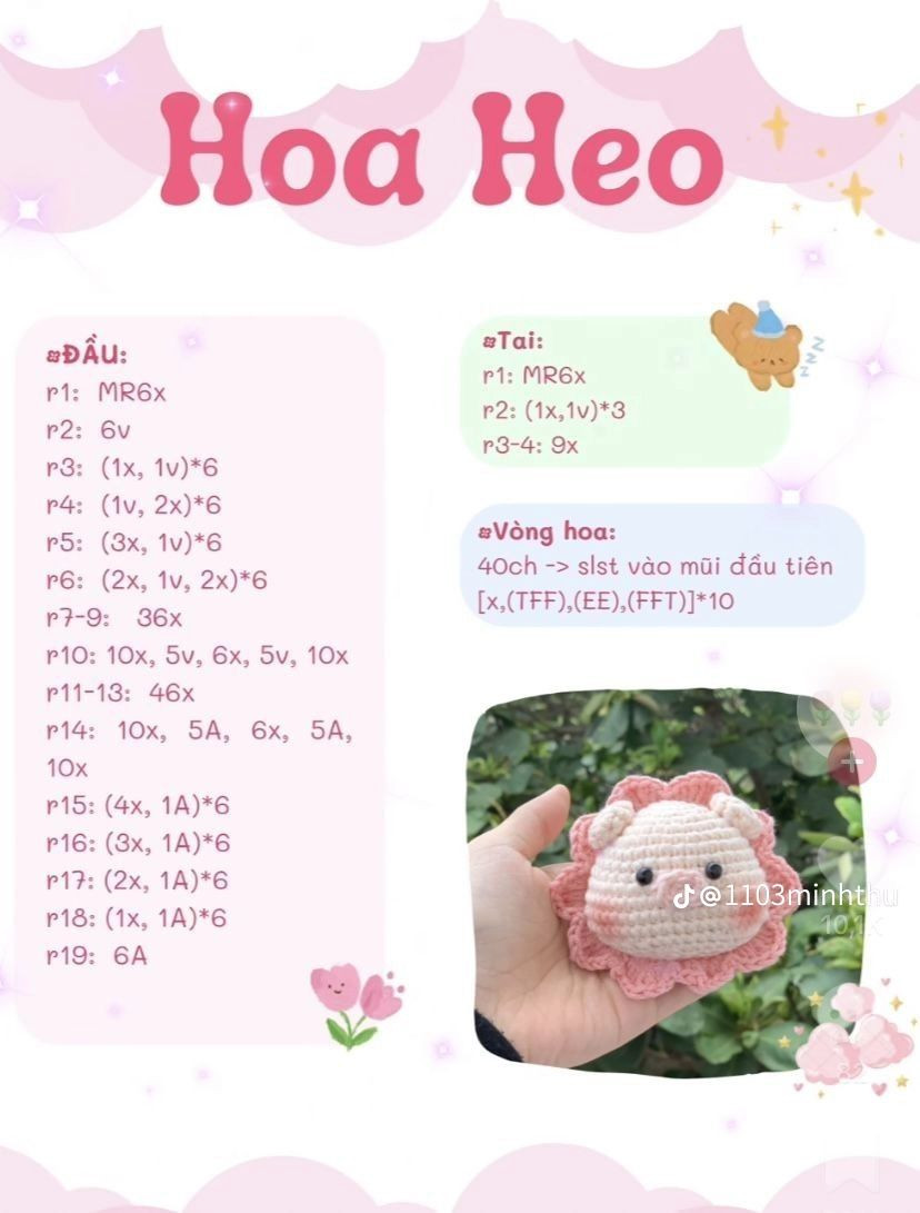 Chart móc đầu heo, hoa heo, lợn đi học, chart bé heo xanh tròn quay, heo donut