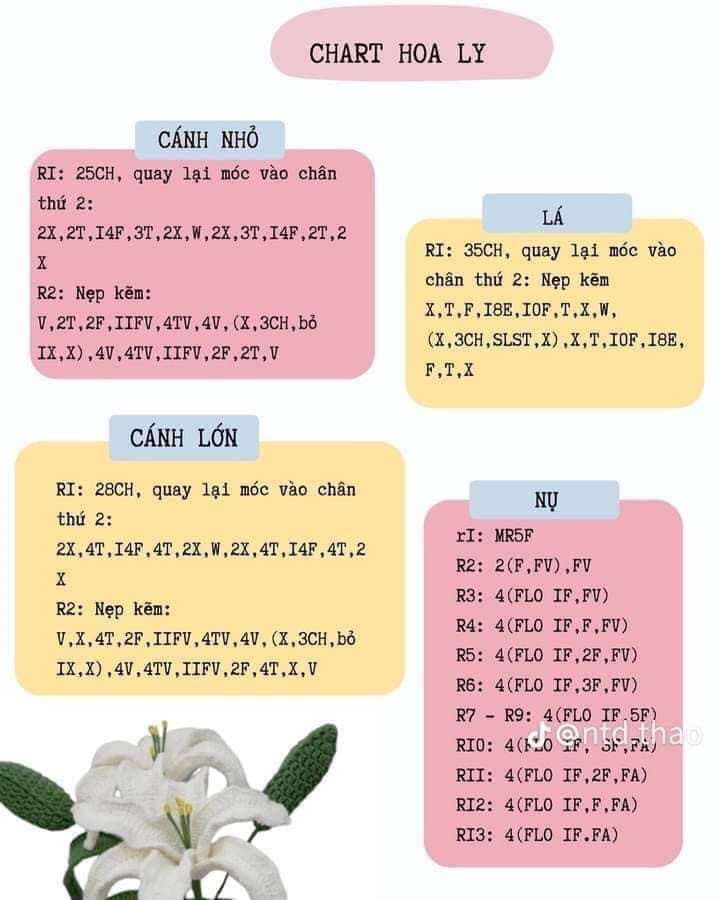 chart móc hoa ly, hoa cúc mặt cười.