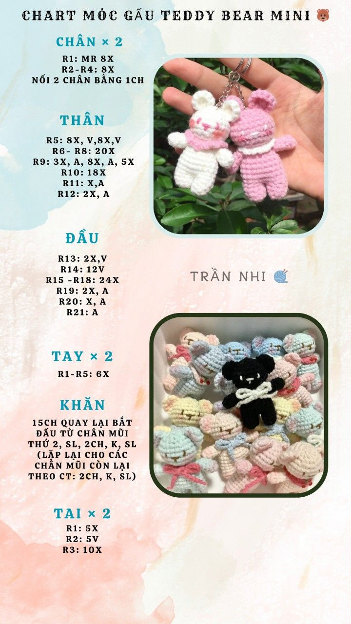 Chart móc khóa gấu teddy bear mini