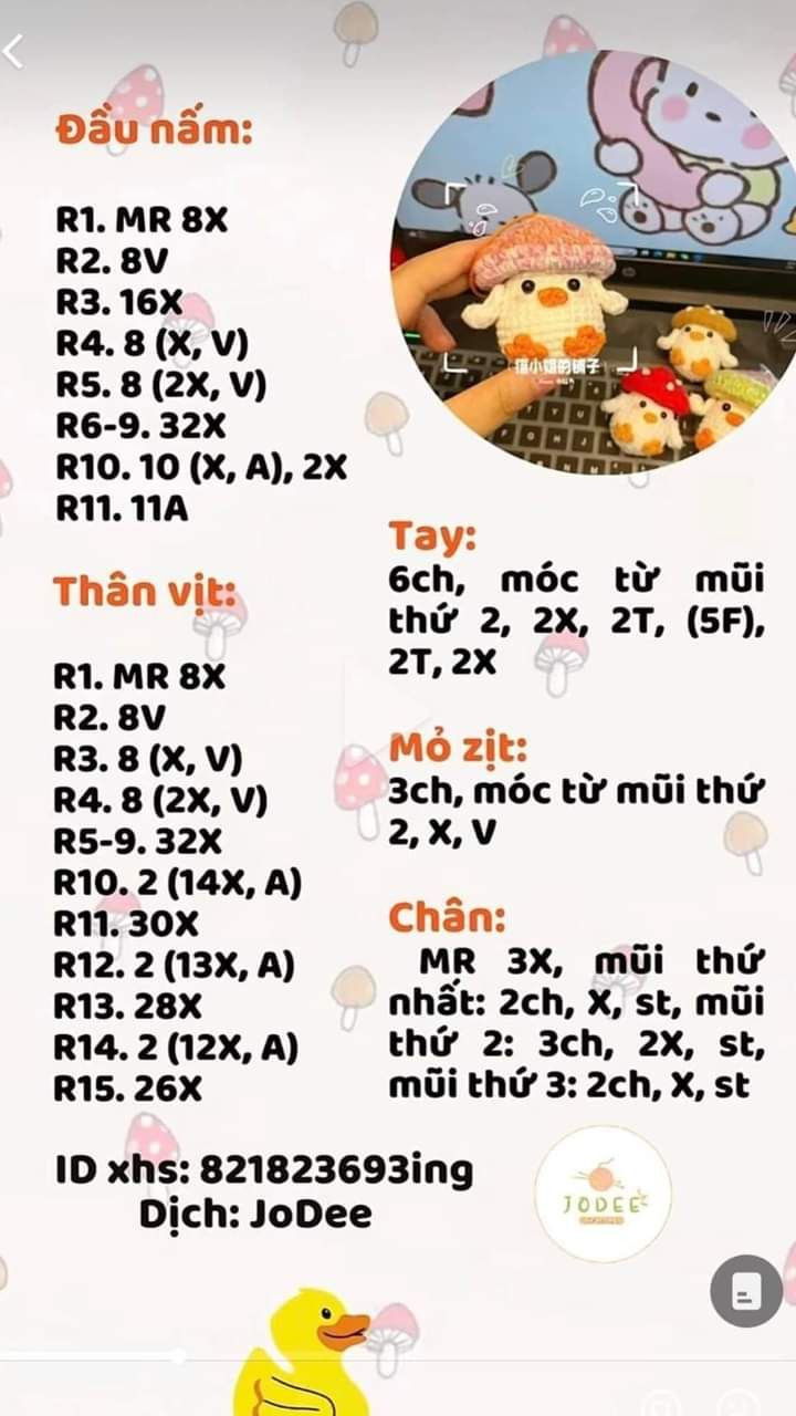 chart móc khóa vịt đầu nấm