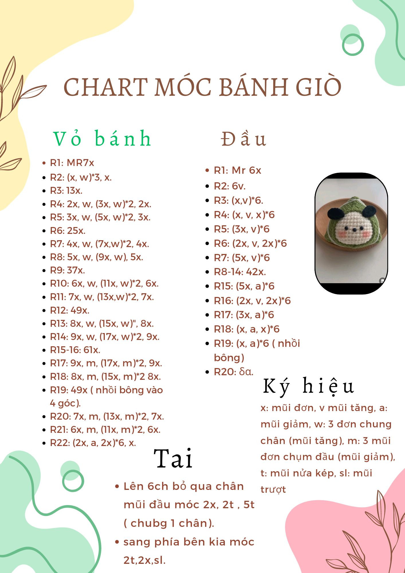 Chart móc len bé bánh giò chó pochacco