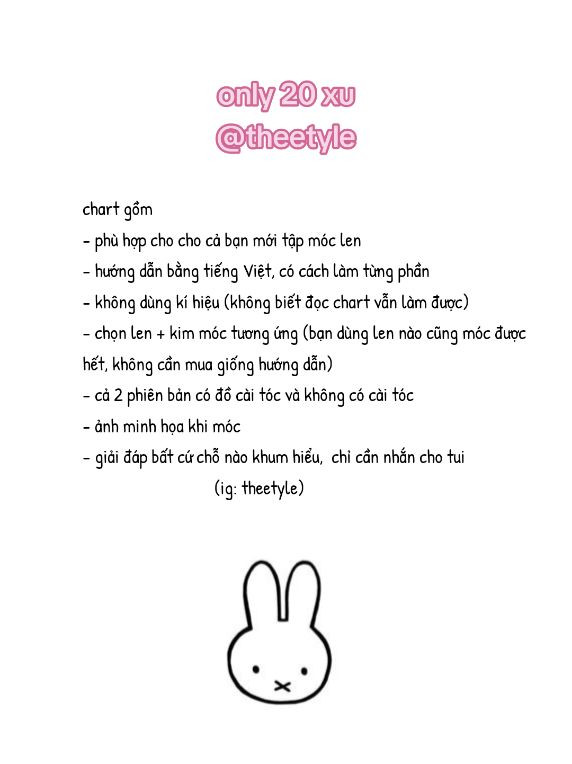 chart móc len giữ ấm tai hình thỏ miffy