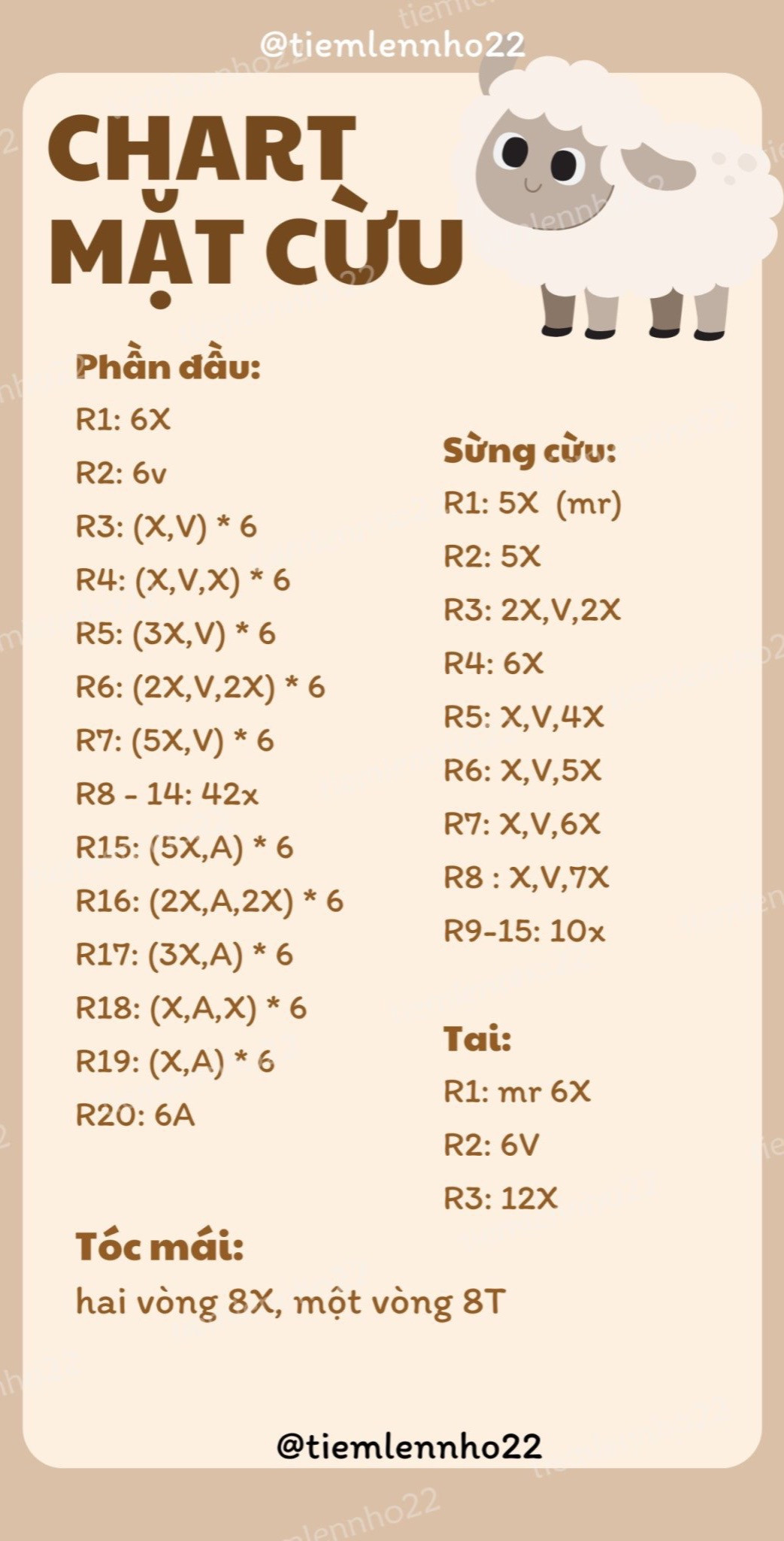 chart móc len mặt cừu