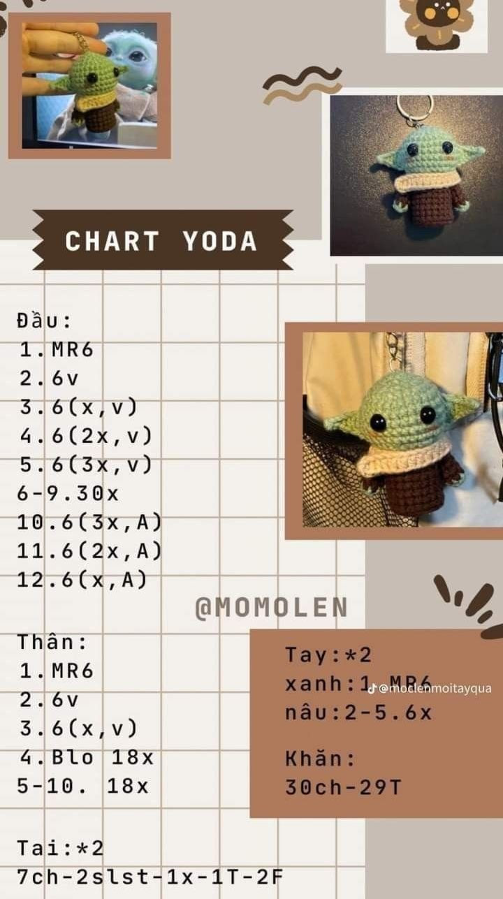 chart móc len móc khóa yoda