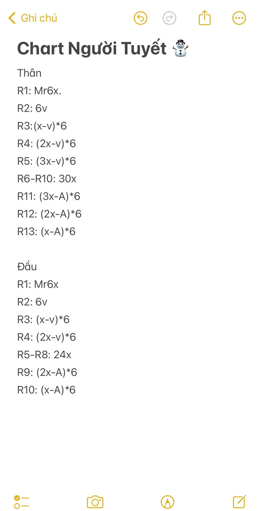 chart móc len người tuyết