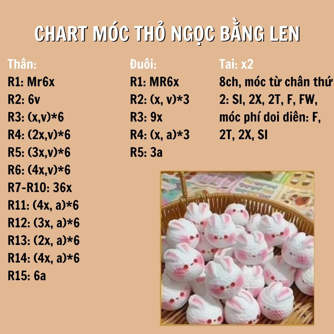 chart móc thỏ ngọc bằng len