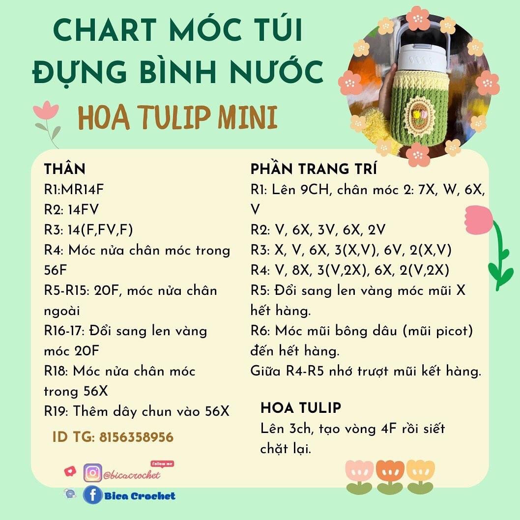 Chart móc túi đựng bình nước hoa tulip mini