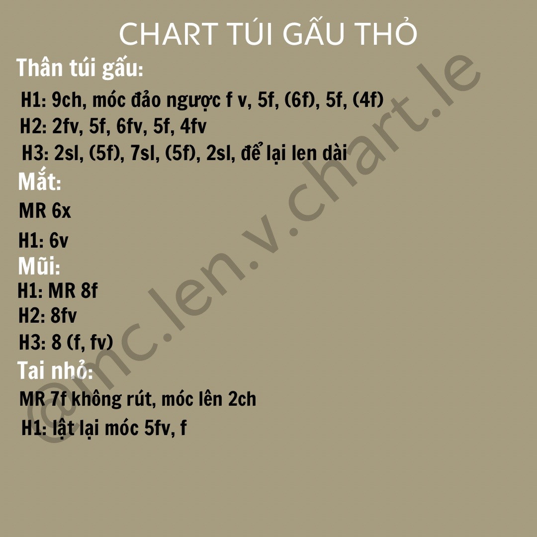 Chart móc túi gấu thỏ