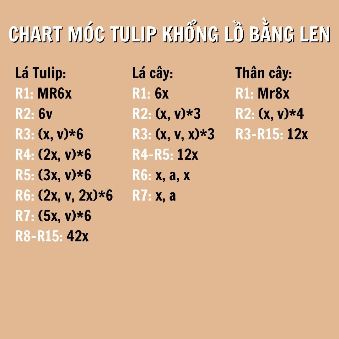 chart móc tulip khổng lồ bằng len