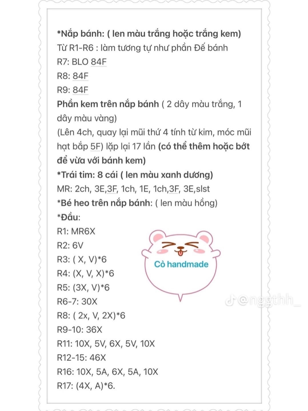 chart thỏ mập, kem socola, cặp đôi rắng sún, gấu hoa, chart bánh kem, chart hộp đựng hình bánh kem, đầu lân.