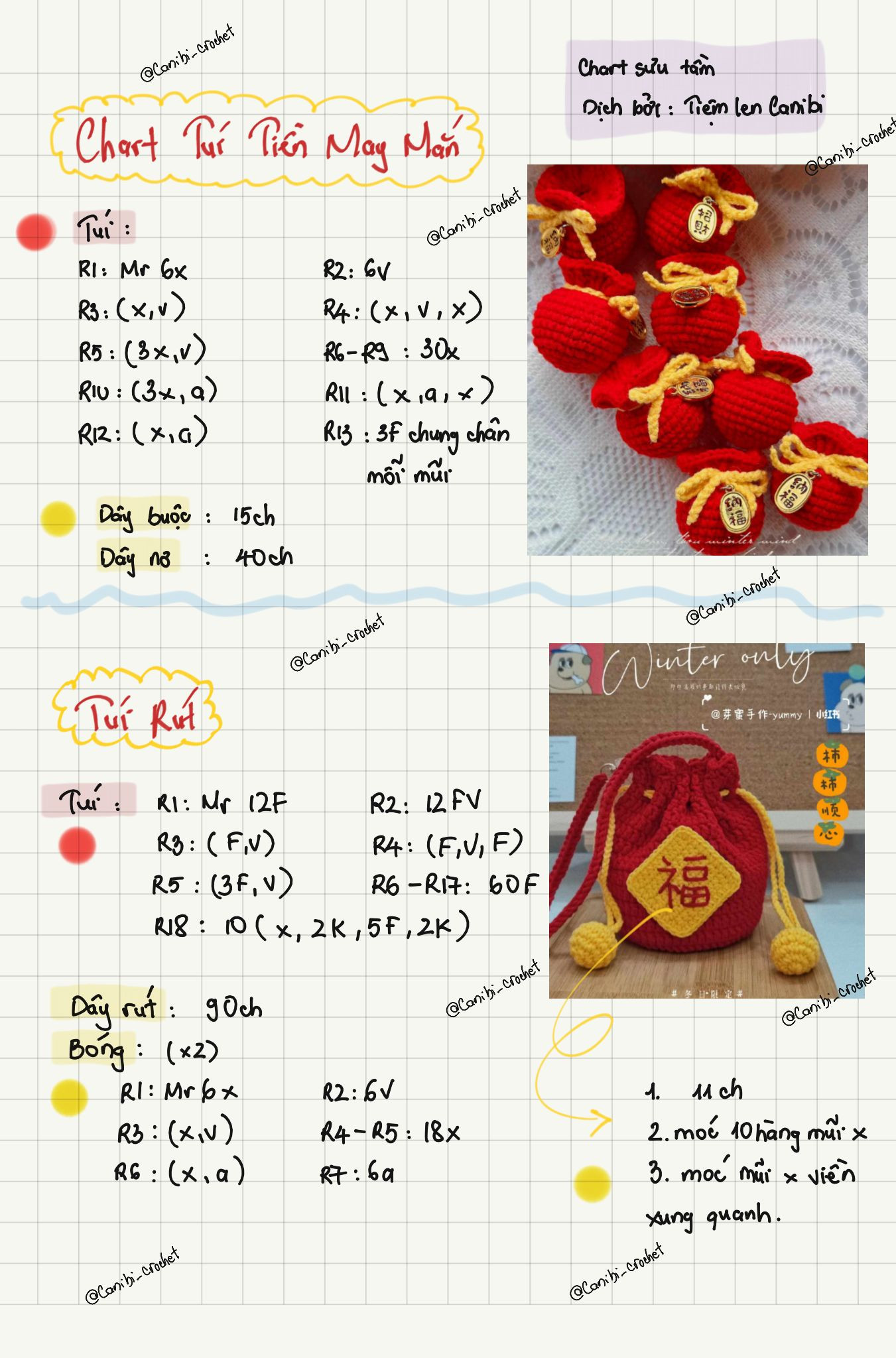 chart túi tiền may mắn (túi rút)