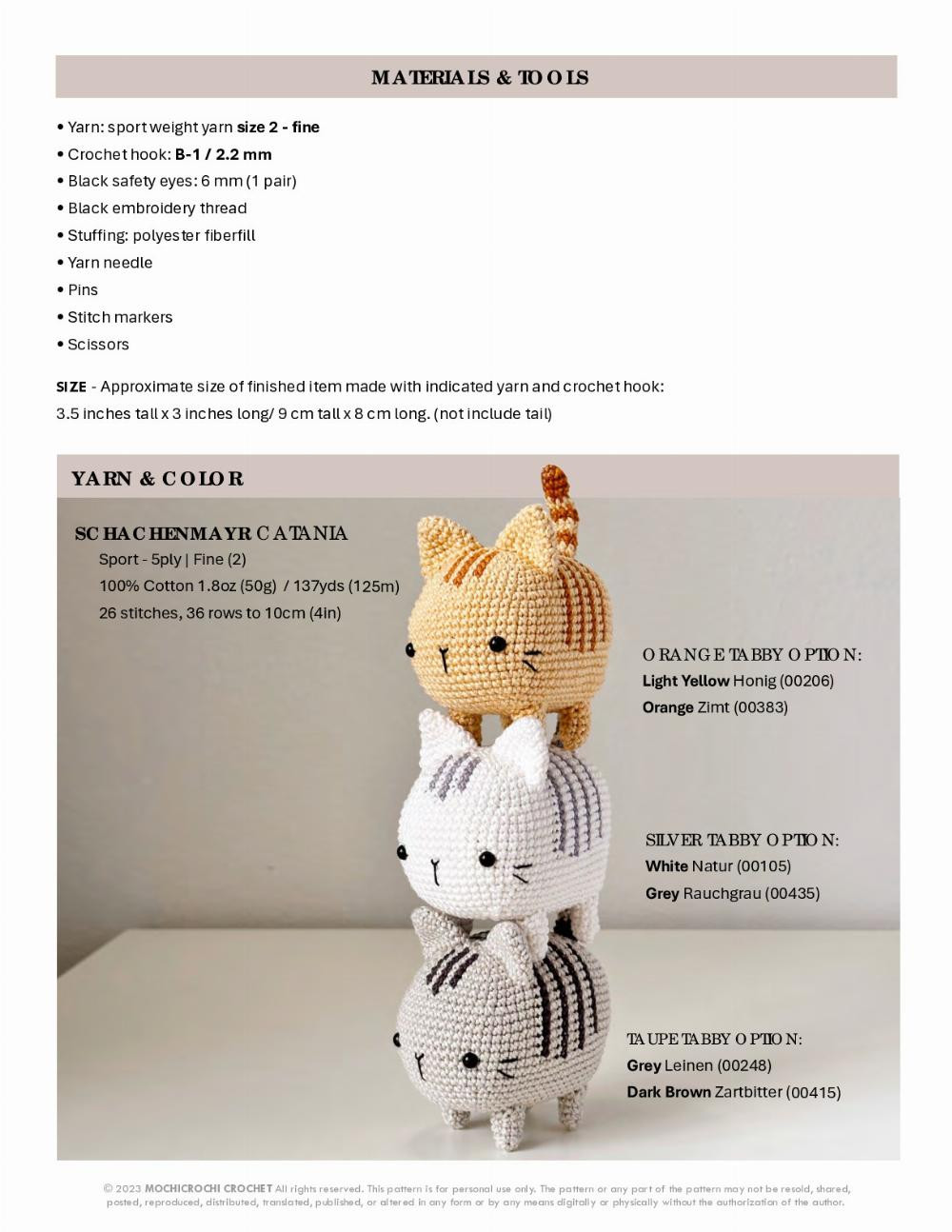 CHIBI CAT - TABBY crochet pattern