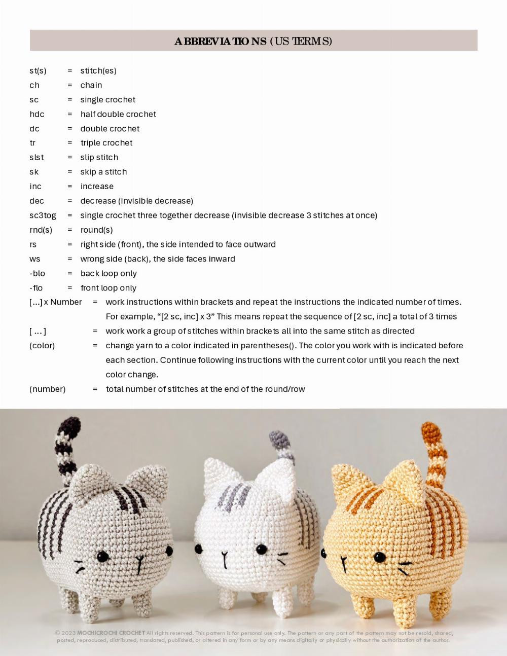 CHIBI CAT - TABBY crochet pattern