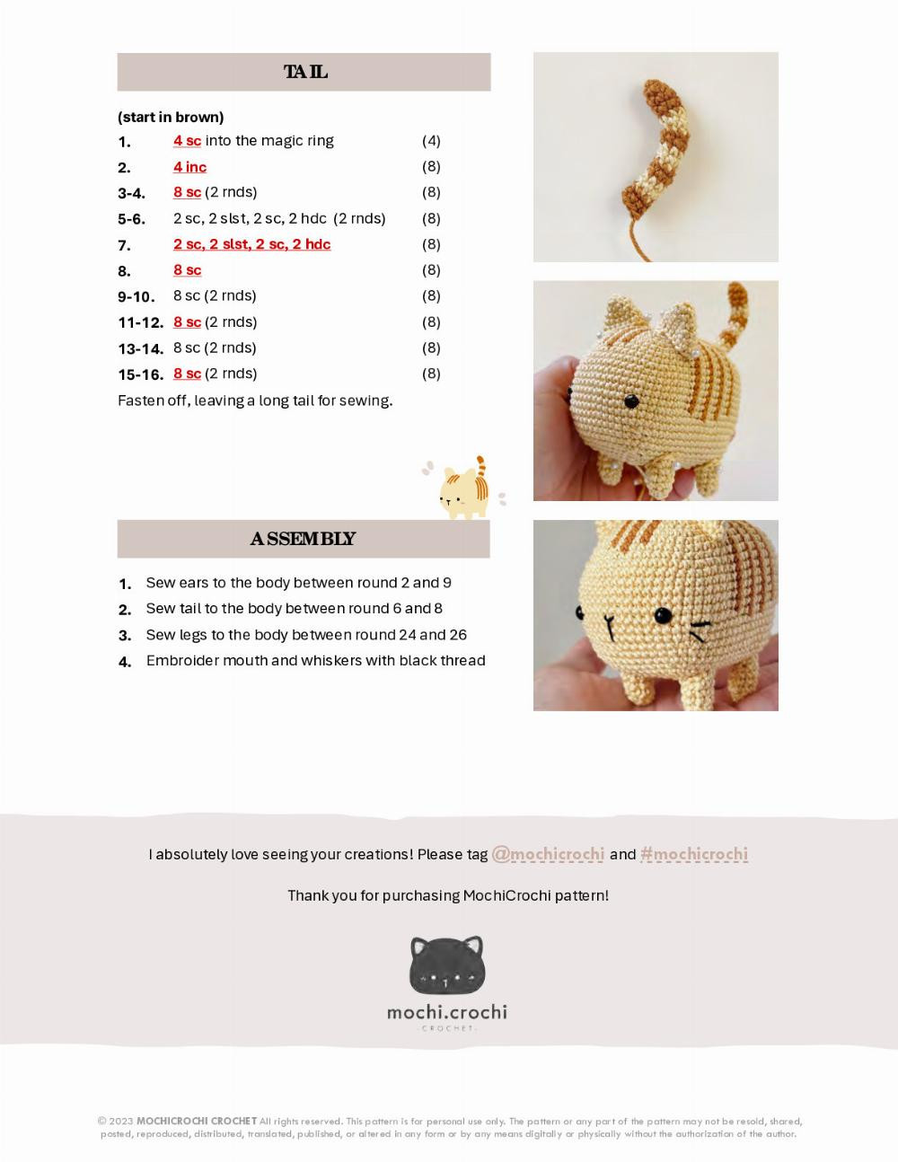 CHIBI CAT - TABBY crochet pattern