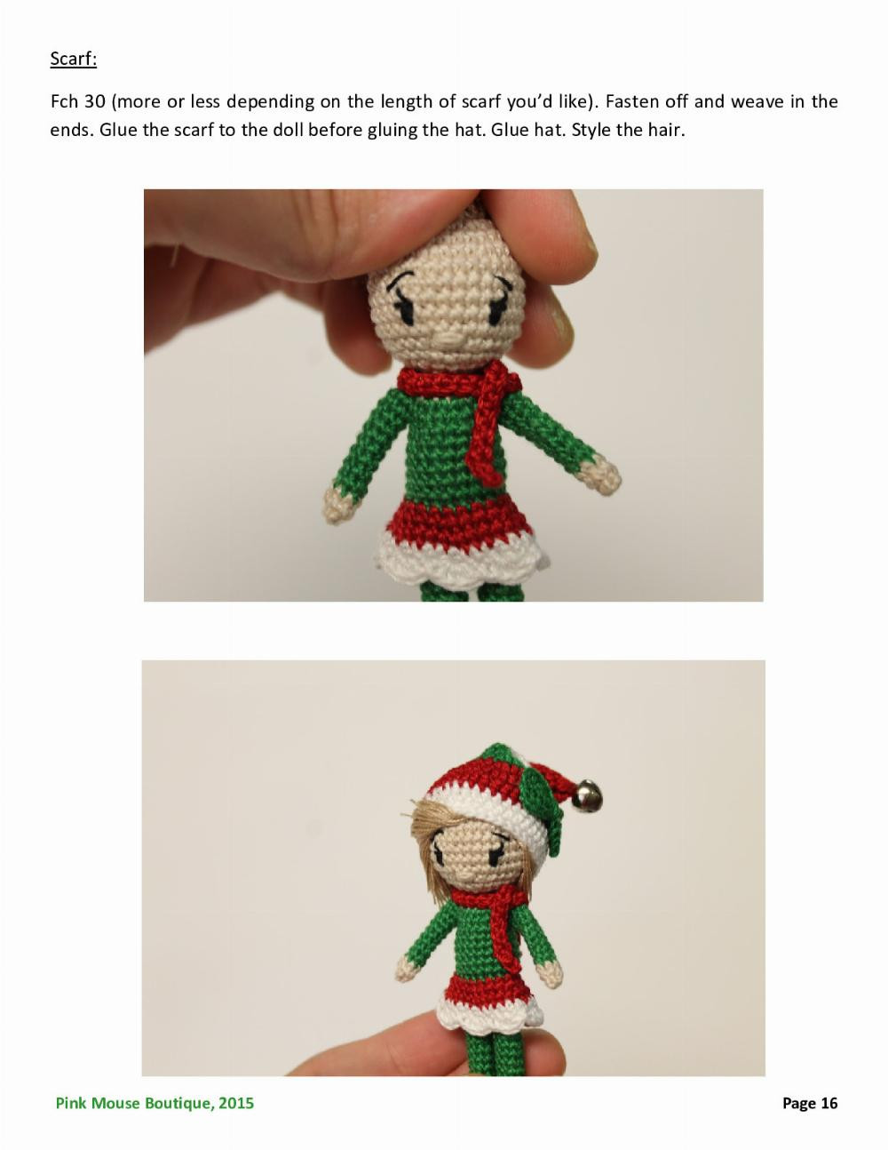 Christmas Elf Ornament PATTERN BY DIANA MOORE AT PINK MOUSE BOUTIQUE