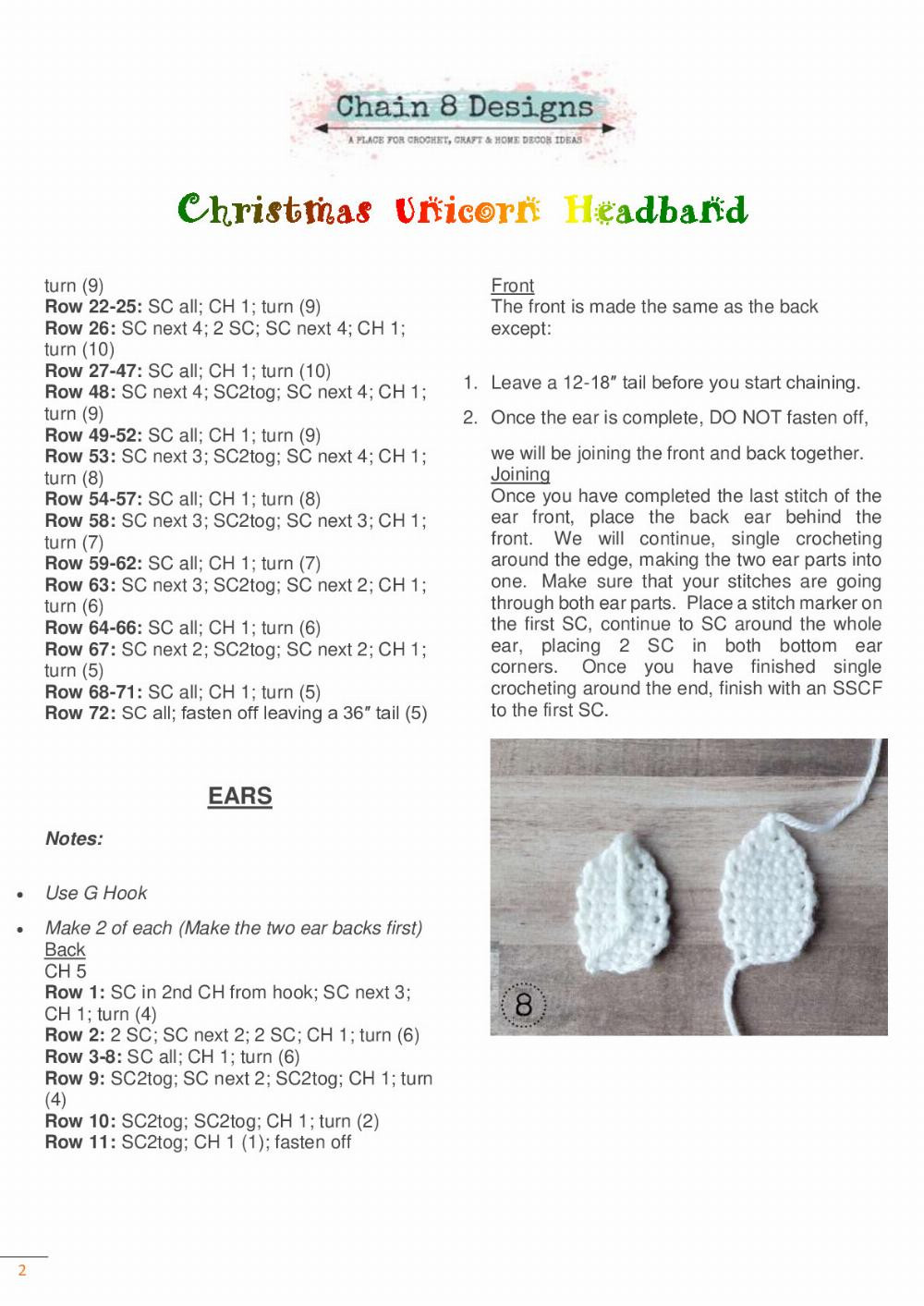 christmas unicorn headband crochet pattern