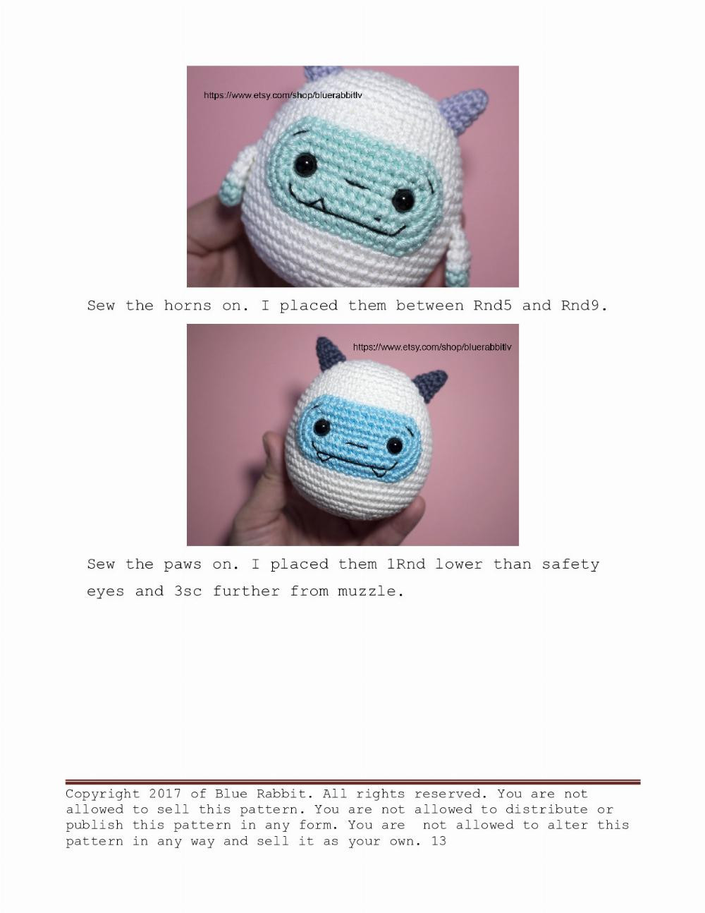 Chubby Yeti crochet pattern Made by Blue Rabbit