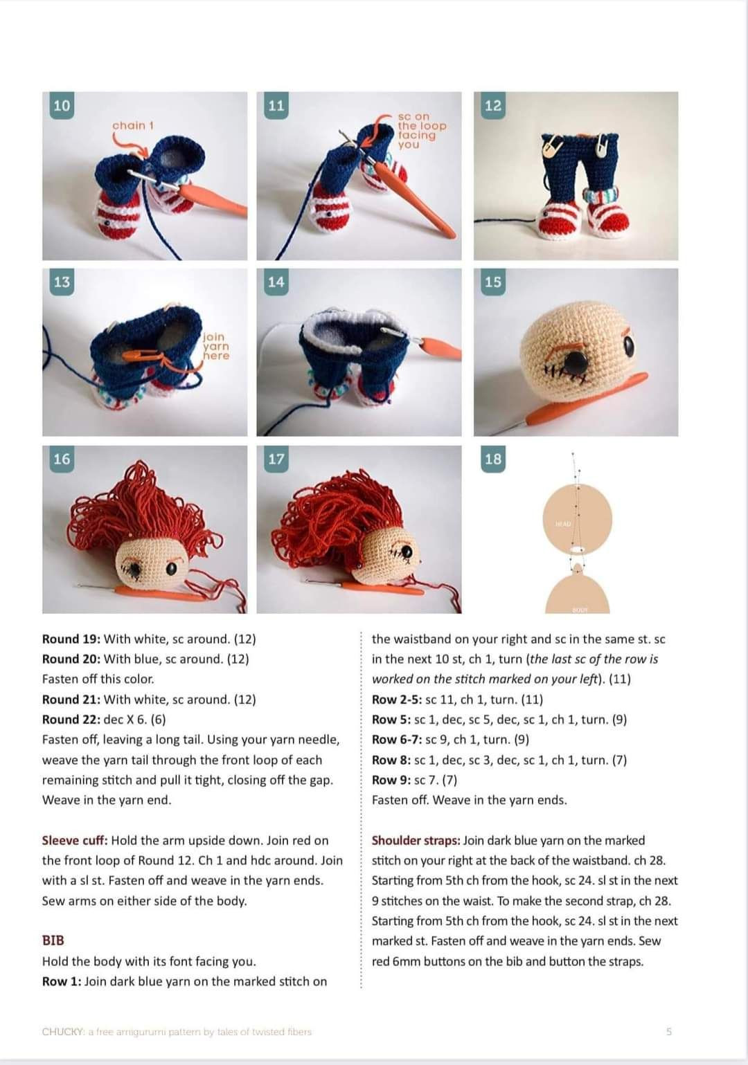 Chucky doll crochet pattern