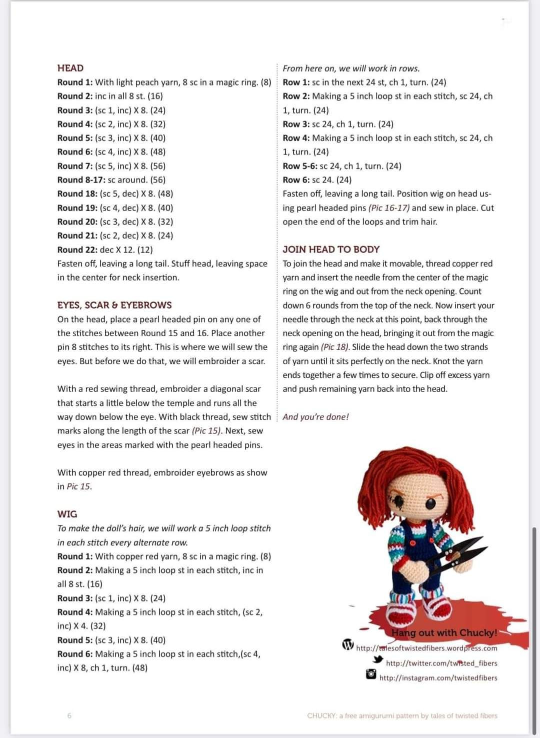 Chucky doll crochet pattern