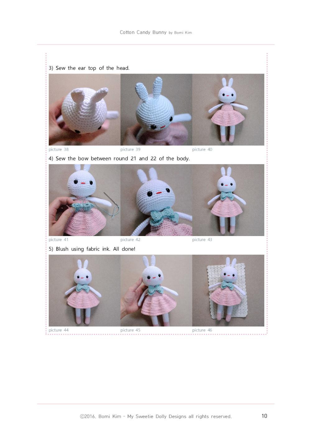 Cotton Candy Bunny wear a dress crochet pattern