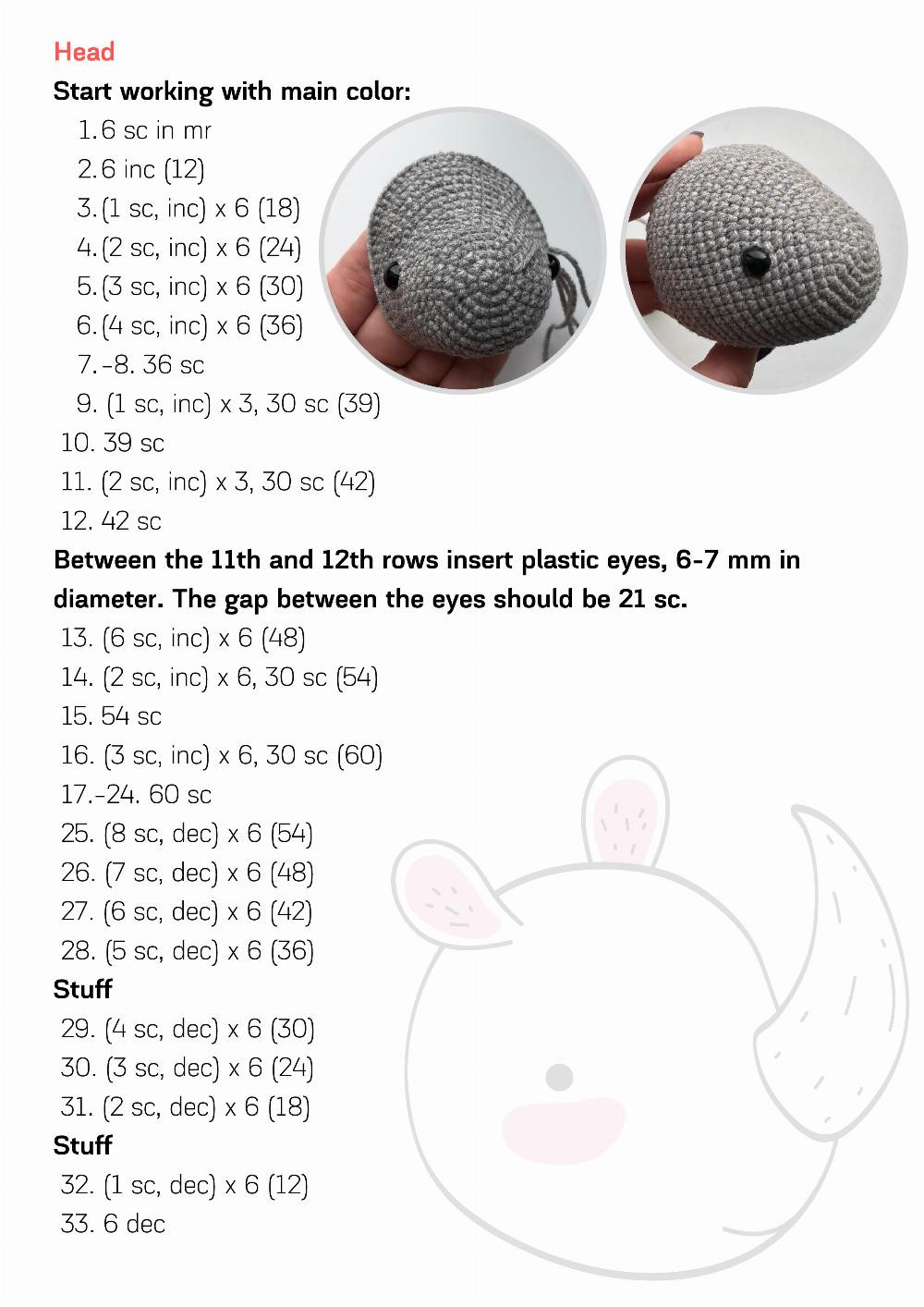 Crochet English Pattern "Rhinoceros"